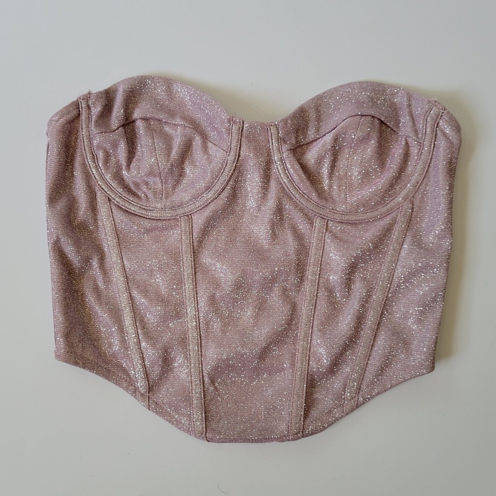 Stella Carlsbad Bustier Top Medium Sweetheart Neck Shimmering Pink Coquette Glam